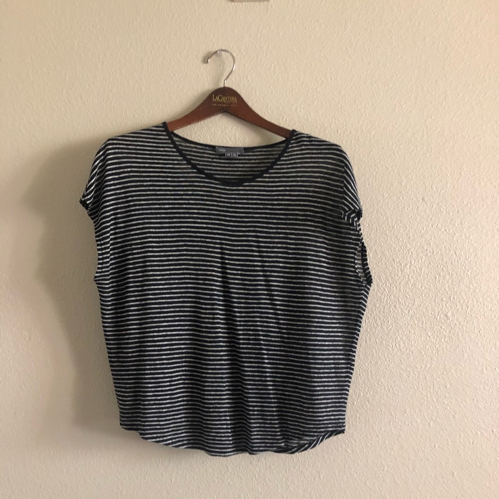 Vince casual short sleeve blouse linen striped XS
